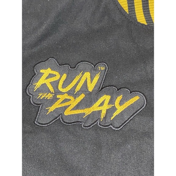 New Age CEOs Varsity Bomber Jacket Black/Yellow Run The Play Embroidered Cheetah - Picture 9 of 12